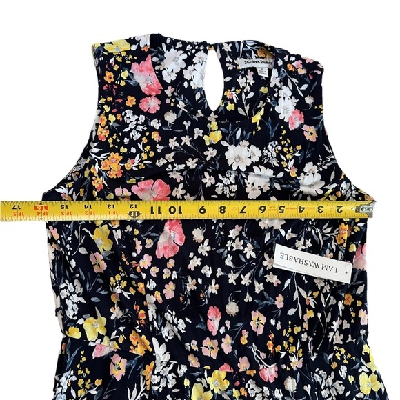 Shelby & Palmer Floral Navy Coral Midi Dress Size Small - Picture 7 of 14